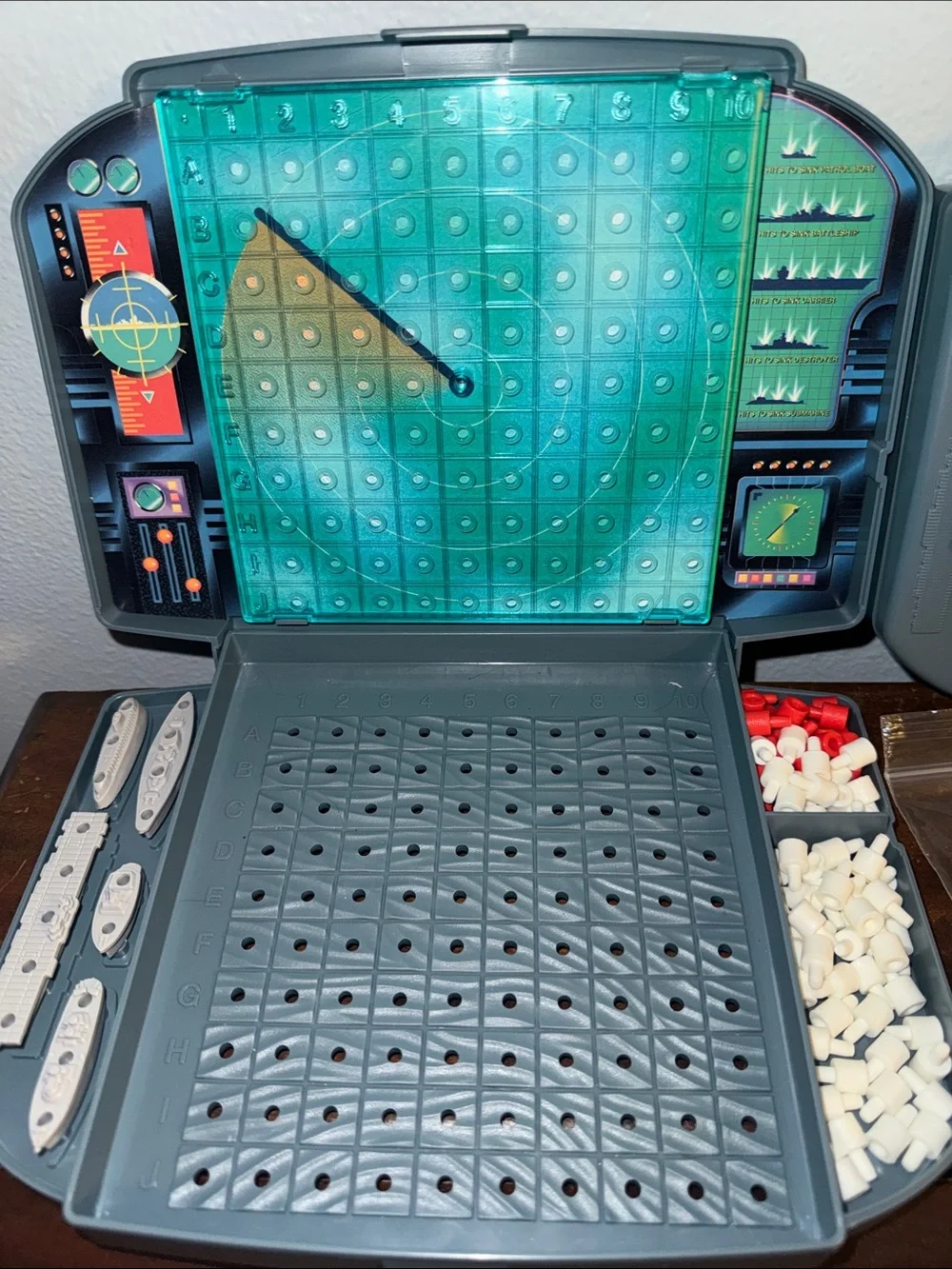 Vintage Milton Bradley Grey Portable Battleship Game Portable Travel with Pegs